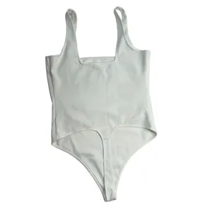 Good American Square Neck Tank Thong Bodysuit‎ White Snaps Size 3 US Large NWT thumbnail 3