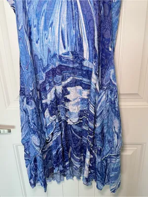 Newport By Carine XL Blue Marble Abstract Swirl Layered Tiered Dress Whimsigoth thumbnail 8