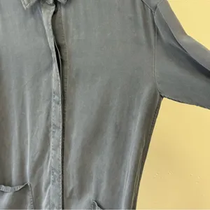 COS 100% Lyocell Lightweight Minimalist Button Down Tunic‎ Shirt Dusty Blue Sz 2 thumbnail 8