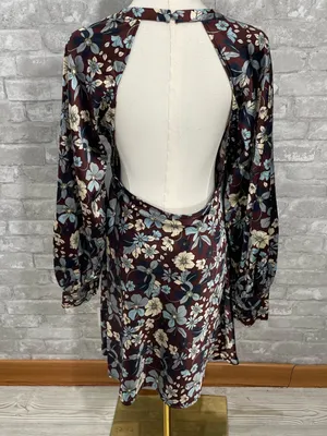 Future Collective Reese Blutstein Floral Satin Mini Dress in Burgundy and Blue thumbnail 2