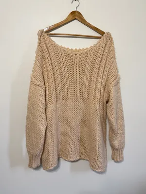 Free People Be There Chunky Knit Sweater Size Small Beige Oversized Neutral thumbnail 7