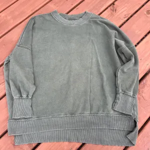 Aerie Sweatshirt Crewneck Oversized Raw Seams Green Medium Comfy‎ Cozy thumbnail 1