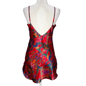 Victoria's Secret Vintage Gold Label Slip Dress Chemise S Red Lace Paisley Satin thumbnail 5