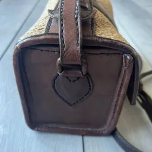 Vintage Leather woven bucket bag brown tone safari tan thumbnail 3