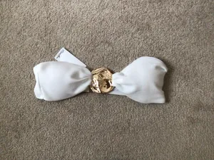 Brazilian Strapless Bandeau White Bikini Top- Sz Med- Nwt thumbnail 6
