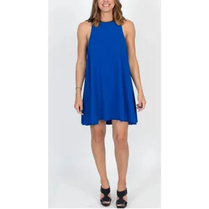 Alexander Wang Mini Dress Leather Trim Sleeveless Blue Size‎ 0 thumbnail 8