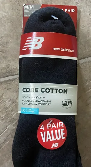 New Balance Unisex Black Core Cotton Athletic Socks - 4 Pack thumbnail 1
