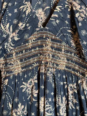 Free People Golden Hour Floral Maxi Dress Women's XS Black Ruffle Smocked Boho thumbnail 12