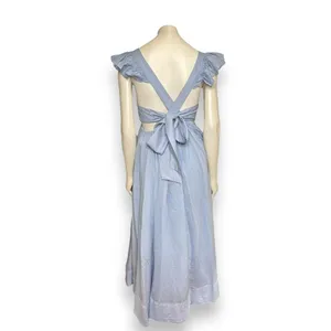 Mable Powder Blue Ruffle Flutter Sleeve Square Neck Tie Back Cut-Out Maxi Dress thumbnail 6