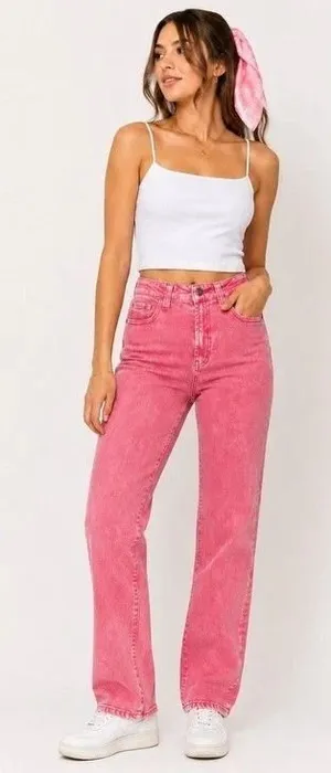 Juicy Couture Jeans Women 29 Pink Calypso Coral Venice Scarf Y2K Denim thumbnail 1