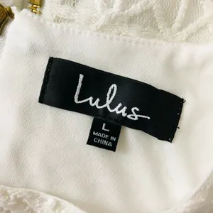Lulus Shift Dress Mini Lace Overlay Short Sleeve White Zipper Size L thumbnail 3