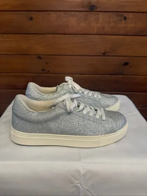 Isaac Mizrahi Live! Silver Glitter Lace-Up Sneakers Womans Sz 7 NWOB thumbnail 2