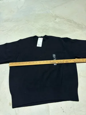 Uniqlo NWT smooth cotton blend long sleeve Black Crewneck Sweater SMALL MSRP$50 thumbnail 4
