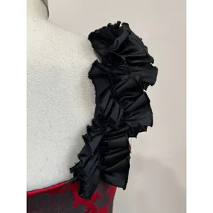 Maggy London Red Black‎ Brocade Ruffle Neck Cocktail Party Dress Size 8 thumbnail 7