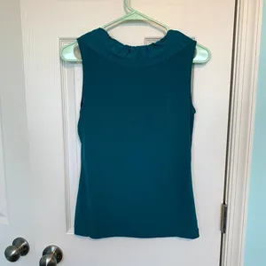 The Limited Women's Size Small Teal Ruffled‎ Neck Sleeveless Top thumbnail 6