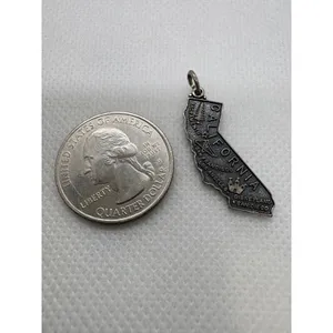 Vintage Sterling Silver California State Map Charm Disneyland Souvenir 2.3g thumbnail 5