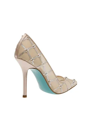 Betsey Johnson Rhinestone Embellished Evening Pumps Heels Stiletto Nude Brown 8M thumbnail 11