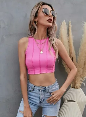 SheIn Pink Reverse Stitching Tank thumbnail 1