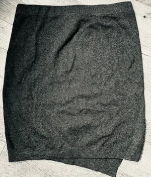 BCBGeneration GRAY Ribbed Knit Mini asymmetrical Pencil Skirt size M thumbnail 8