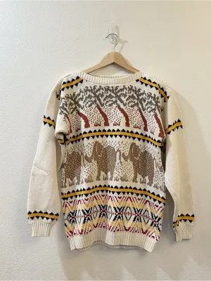 The Villager Women's Fair Isle Vintage Elephant Knit Long Sleeve Cozy Sweater‎ M thumbnail 2
