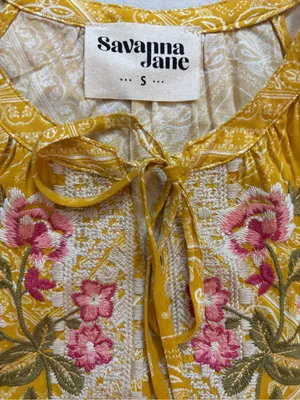 Savanna Jane Mustard Floral Embroidered Halter Camisole thumbnail 2