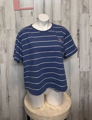ALDI Gear Striped Crop T-Shirt Womens XL Extra Large Blue Retro NWT Camiseta thumbnail 1