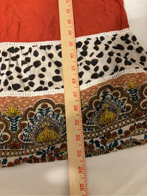 THML Boho Mixed Print Blouse Large Rust Animal Print Paisley Balloon Sleeve thumbnail 5