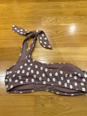 Abercrombie & fitch brown one shoulder bikini top with white polka dots size S . thumbnail 3