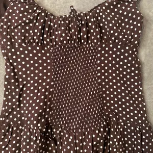 Wild Fable Polka Dot Mini Dress XXS Milkmaid Brown Tiered Ruffle Smocked Lace thumbnail 4