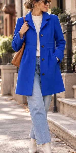 J. Crew Women’s Women's Wool Blend Royal Blue Coat Size 0 60s Mod Parisian Chic thumbnail 1