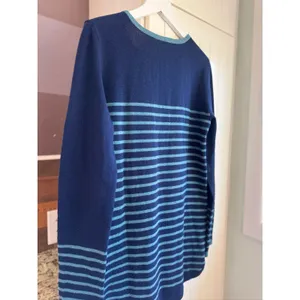 Tory Burch Wool Cashmere Blend Tunic Sweater XS Navy Stripe Pockets 50123142 thumbnail 8
