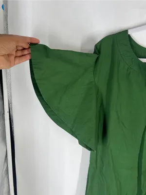 Maeve Anthropologie Green Flutter Sleeve Shift Mini Dress Size XS thumbnail 4