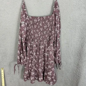 Lily Rose Mini Dress Womens‎ Large Mauve Pink Floral Cottagecore Ruffle Sleeve thumbnail 10