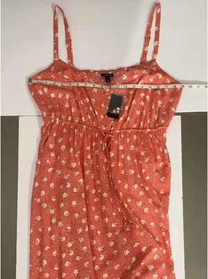 Torrid Coral Floral Babydoll Tank Midi Dress Summer Plus Size 2X thumbnail 5