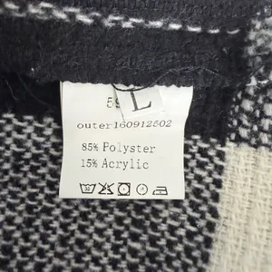 Buffalo Plaid Open Front Cardigan Coat Black‎ White Womens Large Office Preppy thumbnail 10