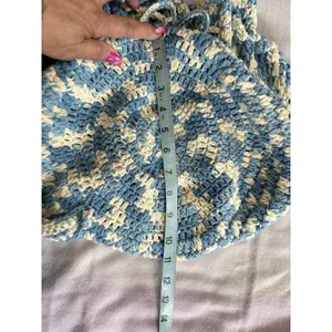 Handmade‎ Crochet Boho Bag Strap Tie Close Lined Gathered Knit NWOT Large thumbnail 4
