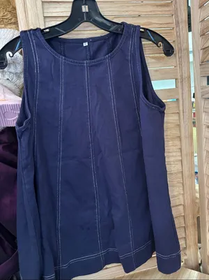 Sleeveless Denim Look Stitch-Detail Top Medium thumbnail 1