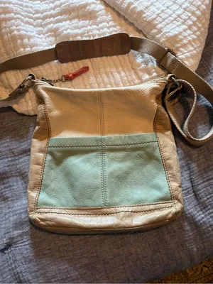 The Sak Beige and Sage Leather Crossbody Bag with Red Accent thumbnail 2
