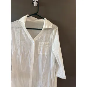 Popvil NWT White 100% Cotton Crinkle Gauze Button Down‎ Beach Cover Up Shirt S thumbnail 2