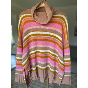 Aerie Oversized Turtleneck Sweater Chenille Stripes Buttery Soft‎ Cozy Winter L thumbnail 2