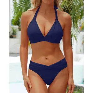 Yonique Navy Blue MEDIUM Two Piece Bathing Suits Push Up Bikini Halter Swimsuit thumbnail 3