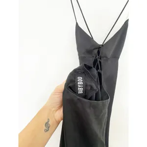 Babyboo Misha Maxi Dress Size Small Black Satin Formal Lace Up Back Wedding thumbnail 6