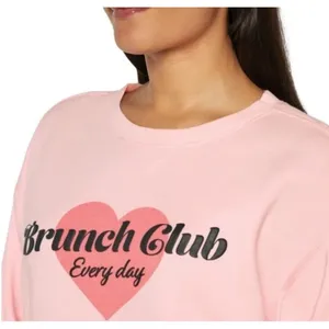 $110 Wildfox "Brunch Club"‎ Pink Oversized Crew Graphic Bubble Print Sweatshirt thumbnail 2