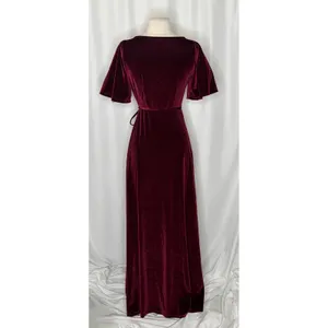 BALTIC BORN Meghan Velvet Wrap Maxi Dress Mulberry Purple Red Tie Waist X-Small thumbnail 9