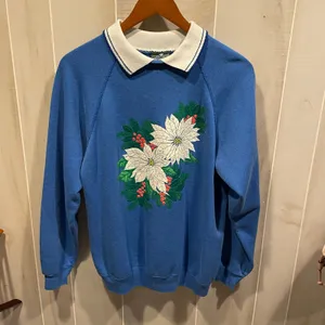 Cute floral 80s collared cottagecore granny sweatshirt ugly holiday Christmas thumbnail 6