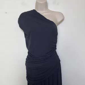 Helsa Women Jersey Dress M Caviar Black One Shoulder Maxi Ruched Formal Gala thumbnail 6