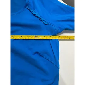 Lululemon Blue Ruffle Shoulder Long Sleeve Thumbhole Activewear Top Size 4 thumbnail 4
