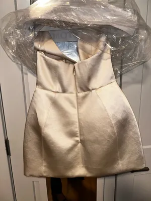 Oh Polly Halterneck Structured Tulip Mini Dress in Ivory thumbnail 7