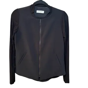 Lola & Sophie Black Zip Up Jacket Ribbed Sleeves‎ Size XS thumbnail 2