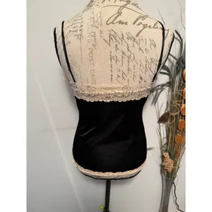 Vintage Victorias Secret Gold Label Black Lace Trim‎ Camisole Top Large USA Made thumbnail 2
